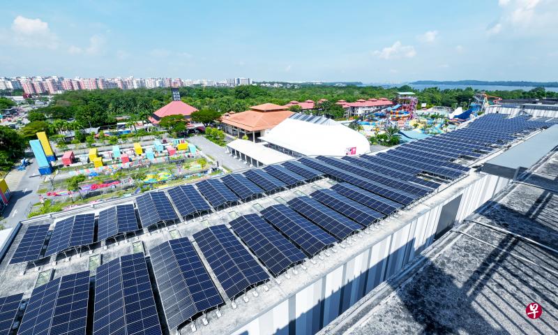 白沙乐怡度假村屋顶太阳能板一期工程本月完工，该项目利用屋顶空间进行洁净能源生产，可供应该建筑群约9%的总耗能。（星生能源提供）